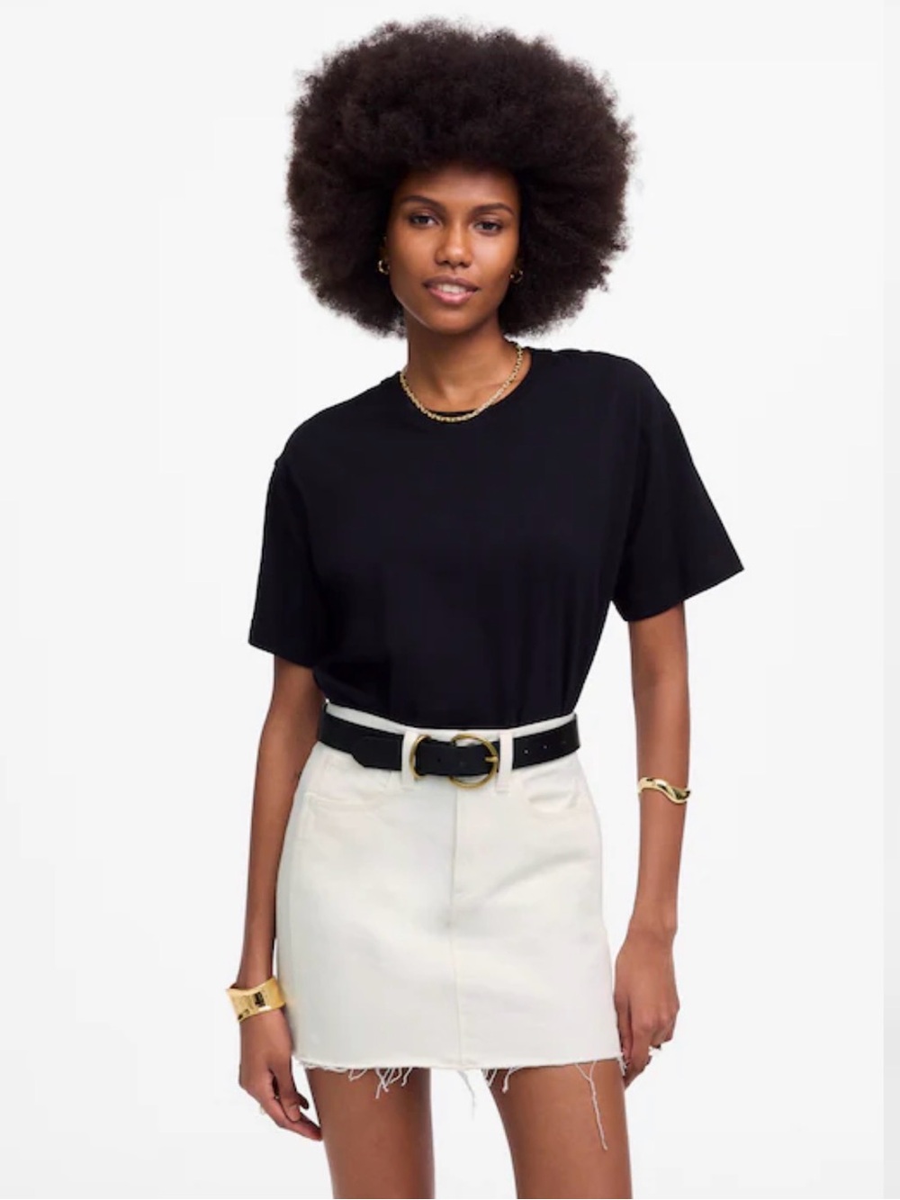 Madewell white denim skirt
